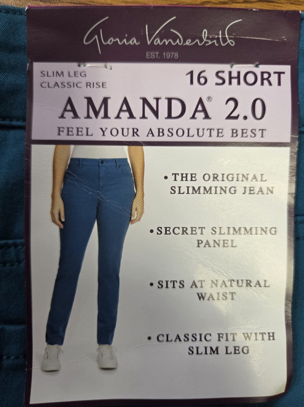 NWT Amanda 2.0 By Gloria Vanderbilt Ink Blue Size 16 Short Pants - Picture 11 of 12